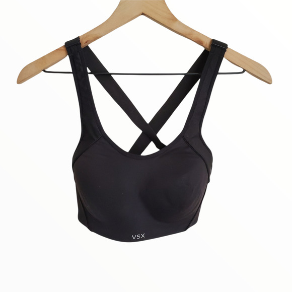 Victoria's Secret Sport Maximum Support Black Sports Bra 32C Crossback - Picture 1 of 9